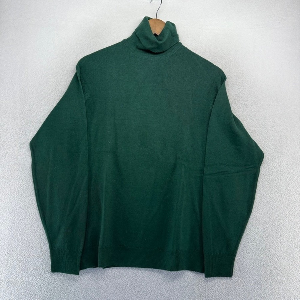 Vintage Byford Sweater Men's large Green England Pure Wool Turtleneck NEW 70s
